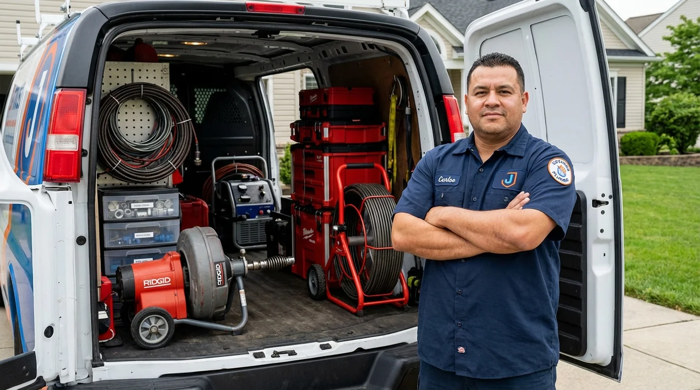 Professional drain cleaning equipment and Johns Plumbing LLC plumber in Marlborough