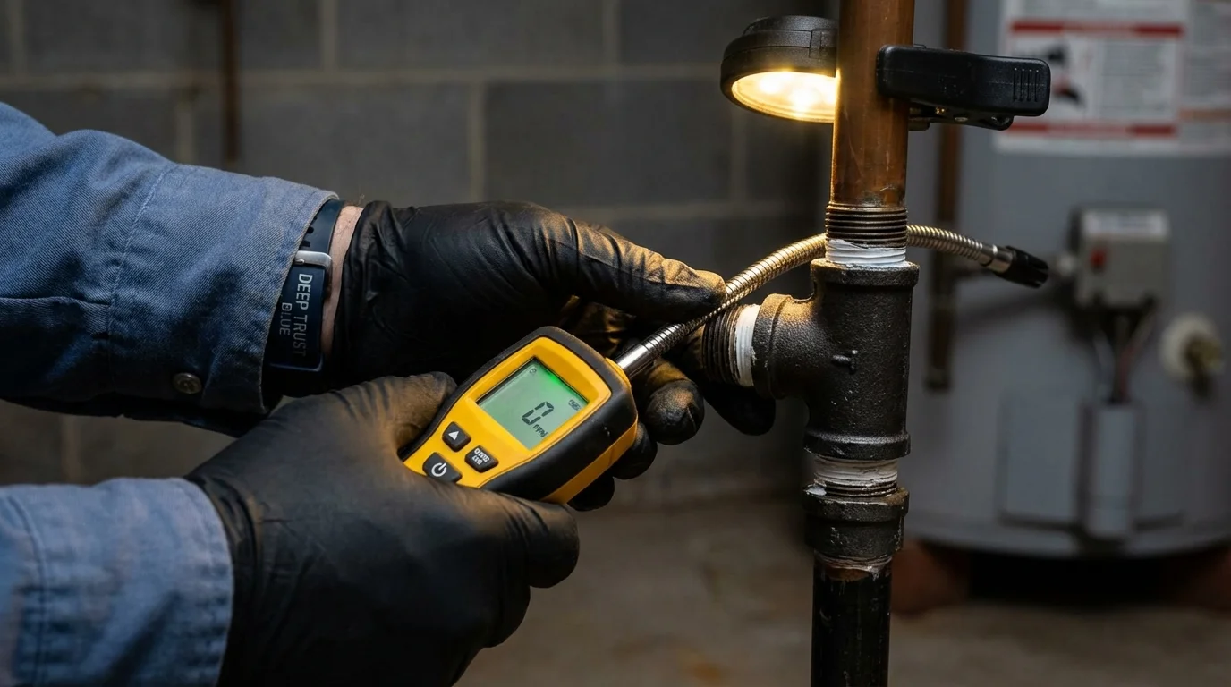 Gas leak detection with electronic sniffer by Johns Plumbing LLC in Marlborough