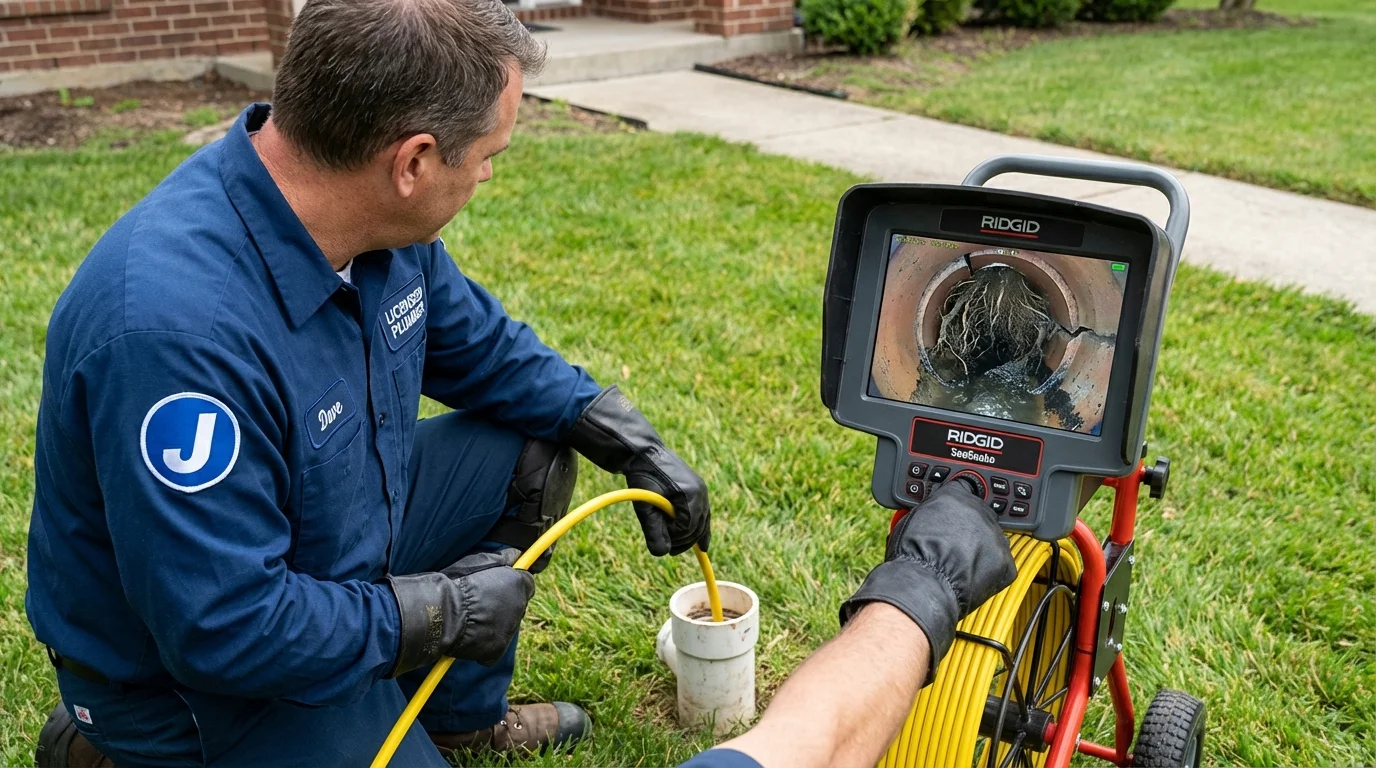 Sewer camera inspection being performed by Johns Plumbing LLC in Marlborough